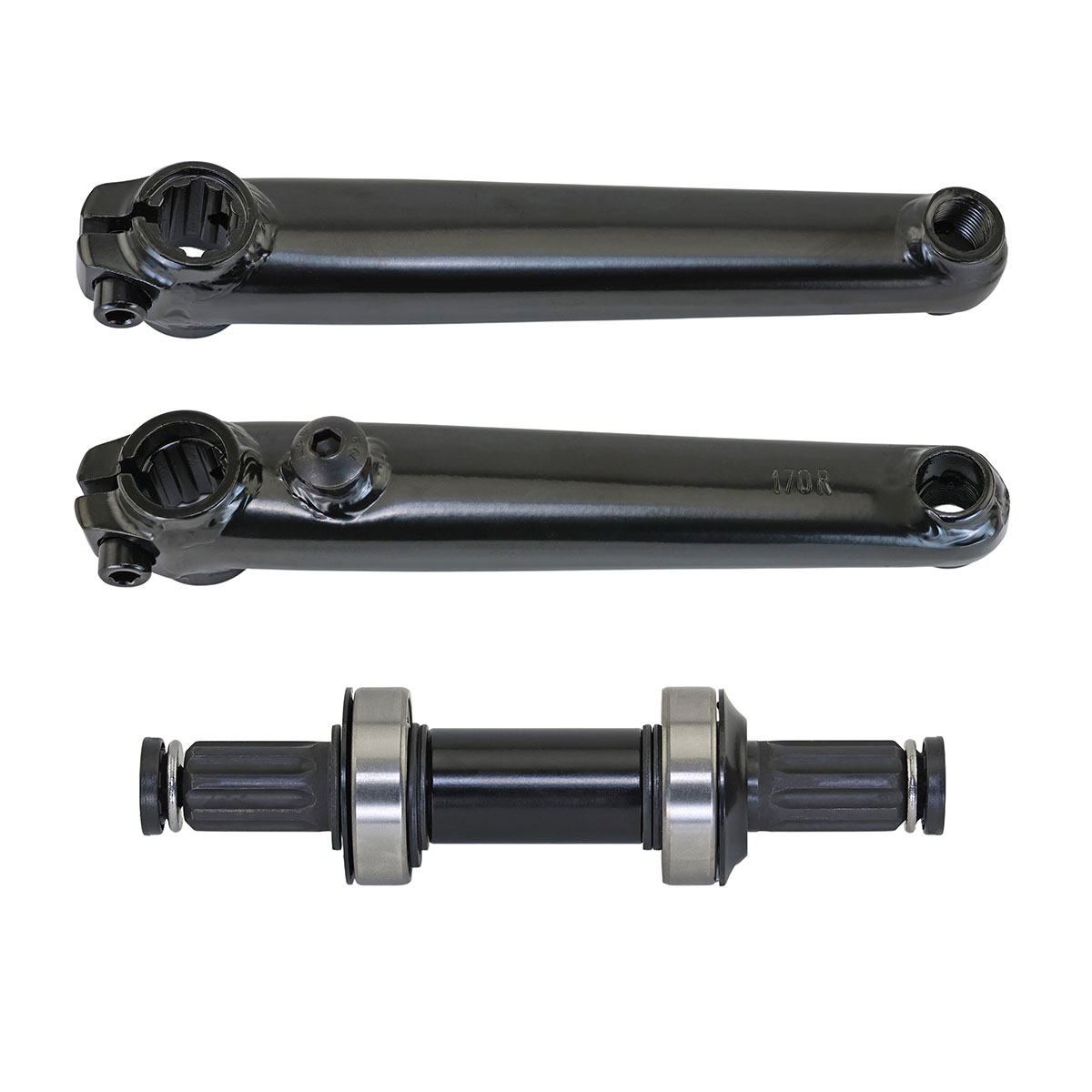 Cro-mo Crank Set  170mm Mid/BB 19mm Spindle 8t spline Black.